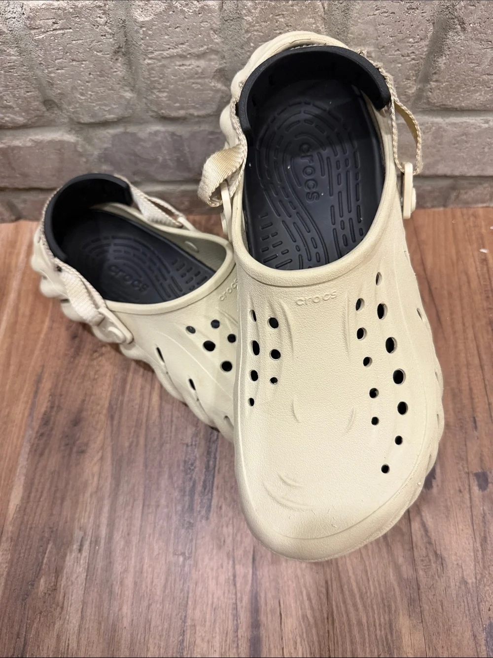 CROCS Beige Ventilated Clog with Heel Strap